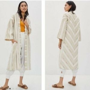 Anthropologie Renee Duster Coat XL $198 Cream Textured